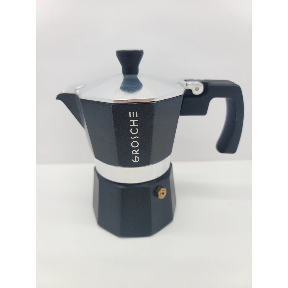 GROSCHE Milano Stovetop Espresso Maker Moka Pot 3 Cup  Black 5 oz